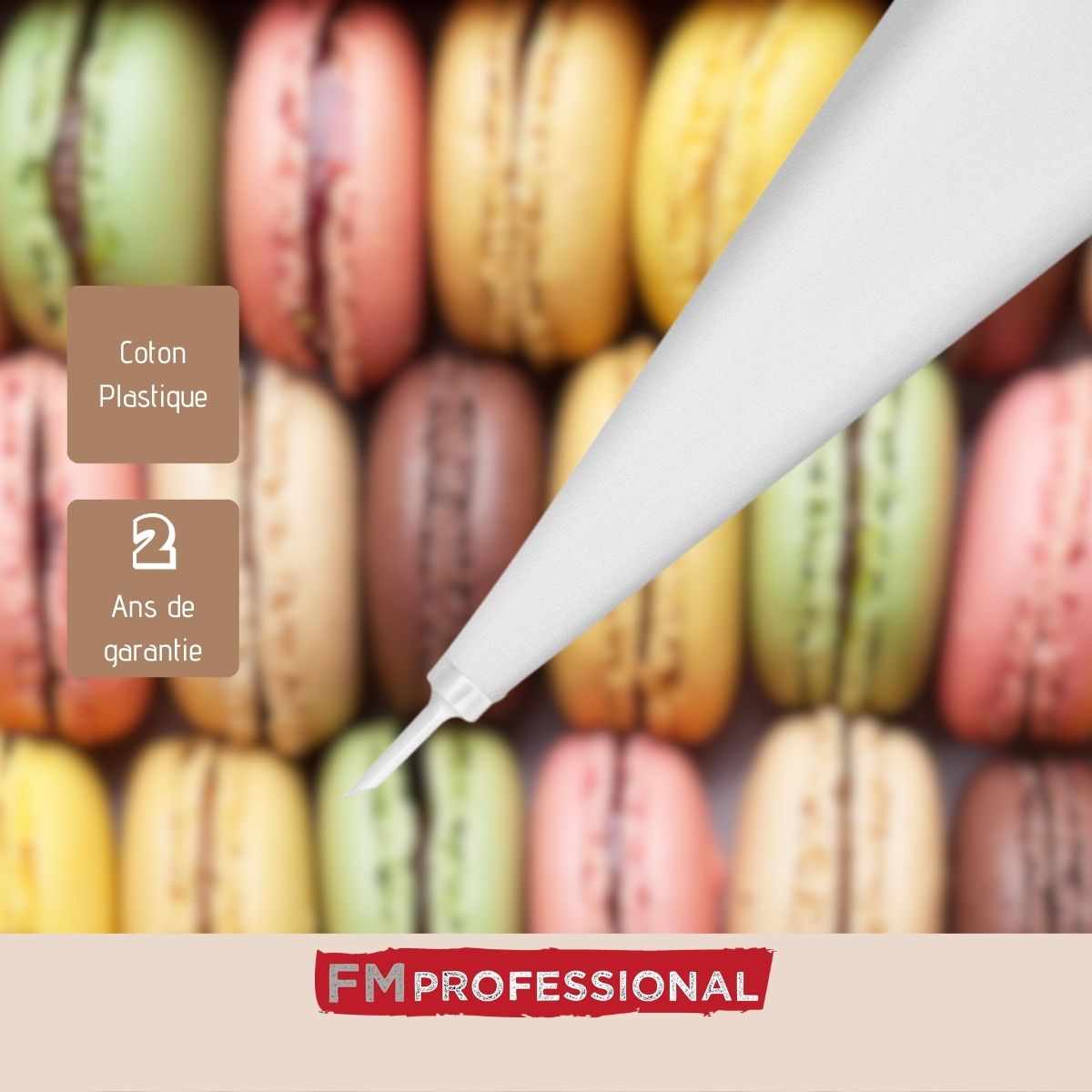 Poche à douille en coton et 4 douilles en plastique 30 cm  Pâtisserie FM Professional - Mathon - 4