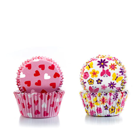 Caissettes à cupcakes cœurs et fleurs 100 pièces Ibili - Mathon