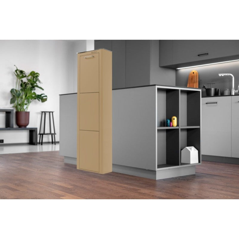 Poubelle cuisine de tri sélectif CUBEK, 3 compartiments de 20 litres, Couleur Sable Don Hierro - Mathon - 5