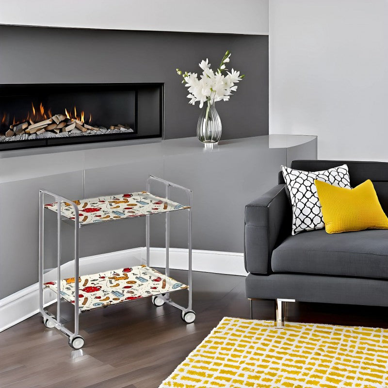 Desserte pliante 2 niveaux avec roulettes – structure gris aluminium, bauhaus Don Hierro - Mathon - 3