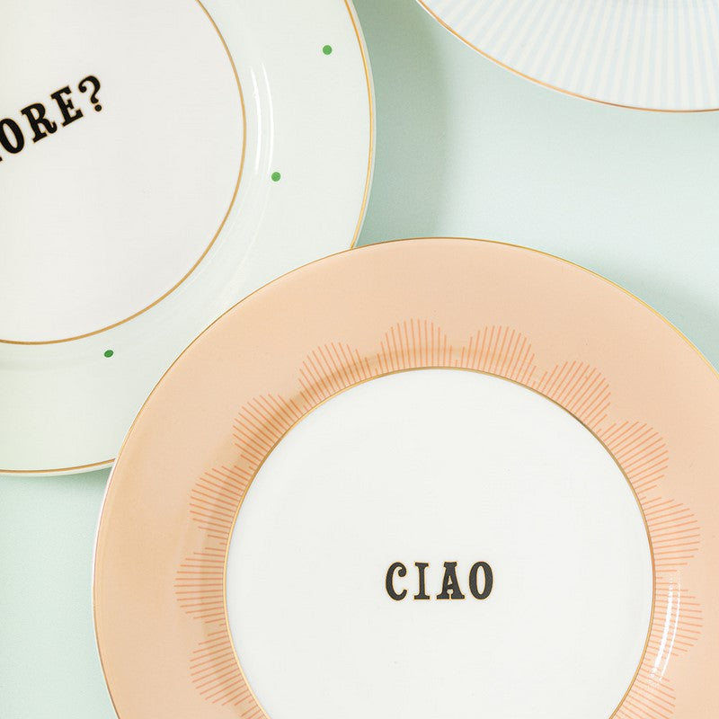 Coffret 4 assiettes plate 20cm - Slogan Yvonne Ellen - Mathon - 3