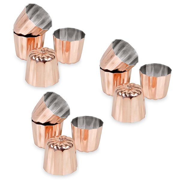 Lot 12 moules à canelés bordelais cuivre 3,5 cm Patisse - Mathon