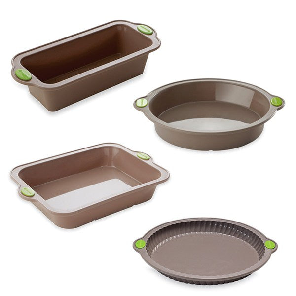 Lot 4 moules à cake, tarte, manqué et four Rigiflex silicone et acier Mathon - Mathon - 1