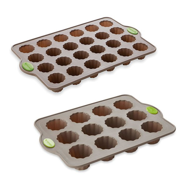 Lot 2 plaques Rigiflex 12 canelés et 24 mini-canelés en silicone et acier Mathon - Mathon - 1