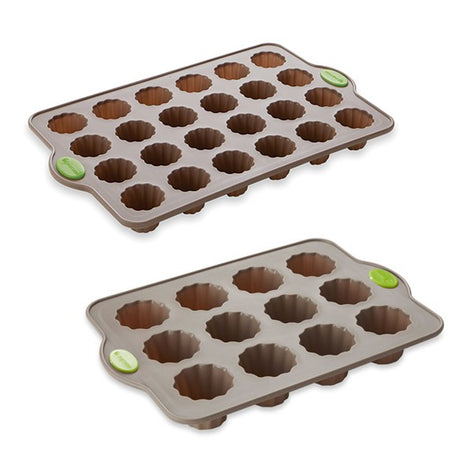 Lot 2 plaques Rigiflex 12 canelés et 24 mini-canelés en silicone et acier Mathon - Mathon - 1