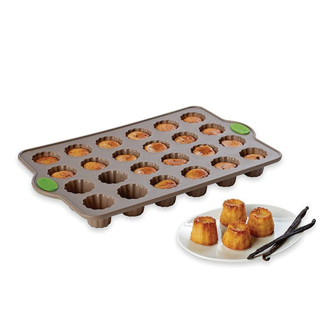Lot 2 plaques Rigiflex 12 canelés et 24 mini-canelés en silicone et acier Mathon - Mathon - 2