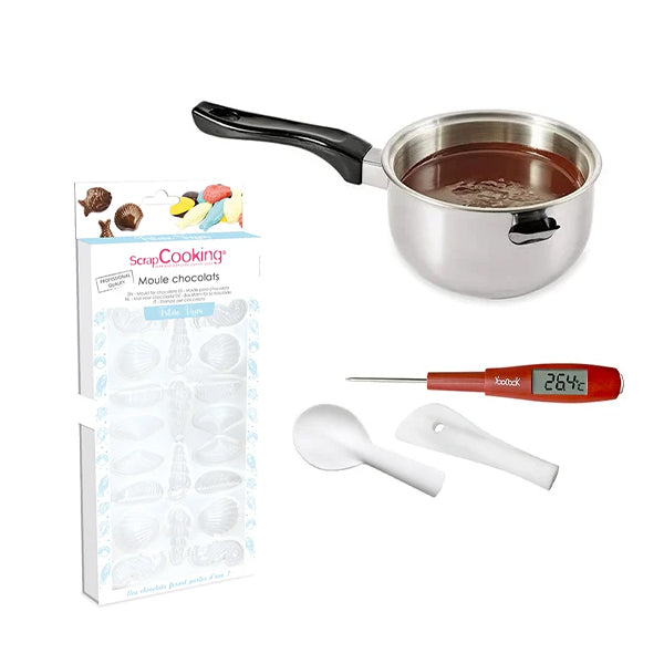 Kit chocolats de Pâques : casserole bain marie + thermosonde + moule pour friture - Mathon - 1