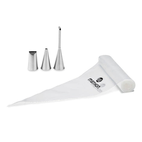 Lot 24 poches pâtissières jetables et 3 douilles inox Mathon - Mathon - 1