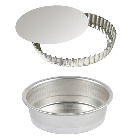 Lot moule rond et tourtière 28 cm en fer blanc  Gobel - Mathon
