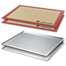 Lot 2 plaques à pâtisserie micro-perforée en aluminium et 2 tapis de cuisson en silicone et fibre de verre professionnels 40 cm Mathon - Mathon - 1