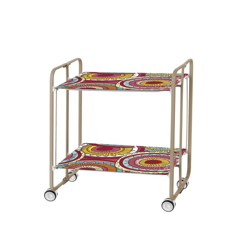 Desserte pliante 2 niveaux avec roulettes – structure couleur sable, bauhaus Don Hierro - Mathon - 1