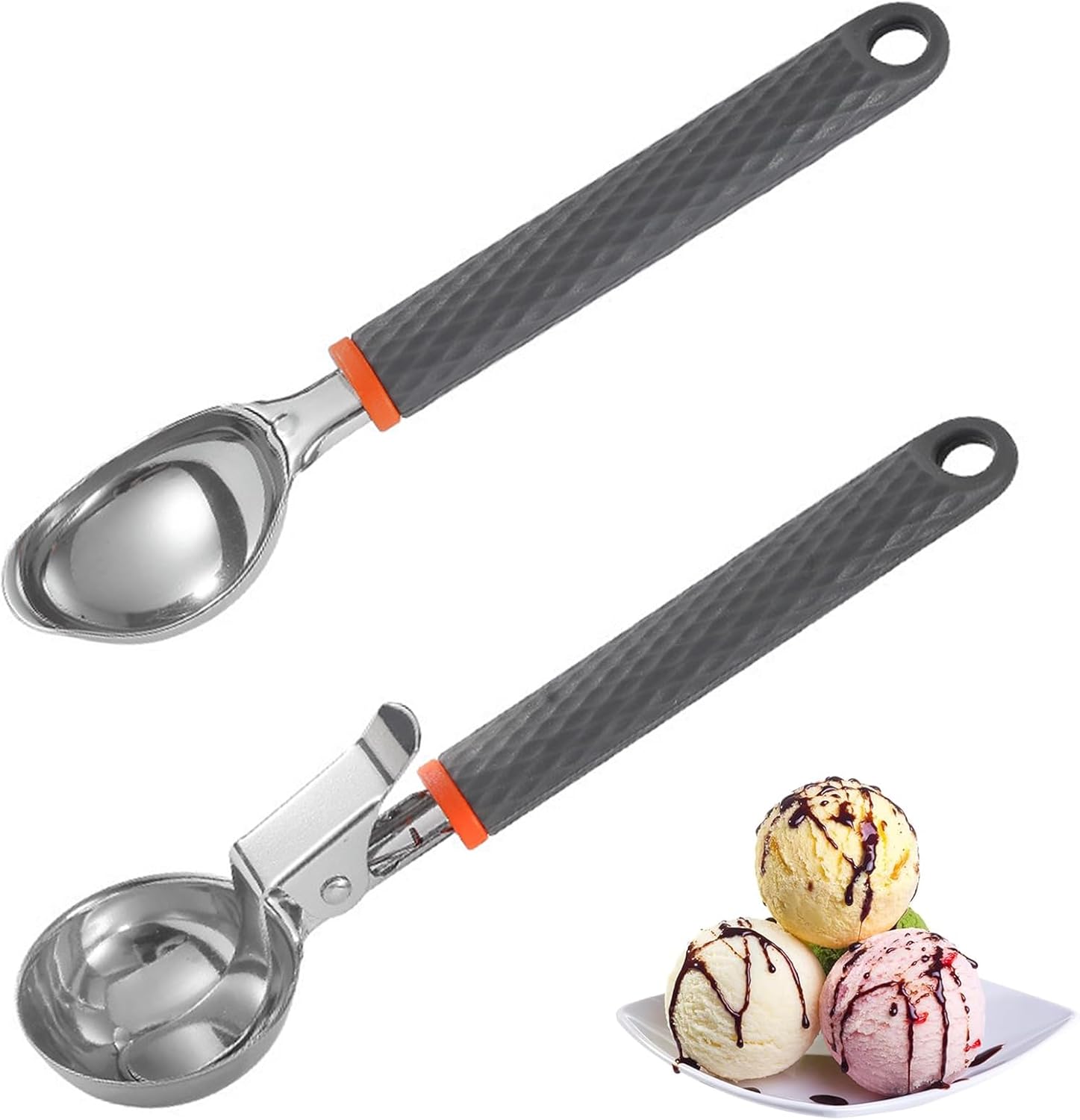 Lot de 2 cuillères à glace inox avec gâchette 21-22 cm Vendos85 - Mathon