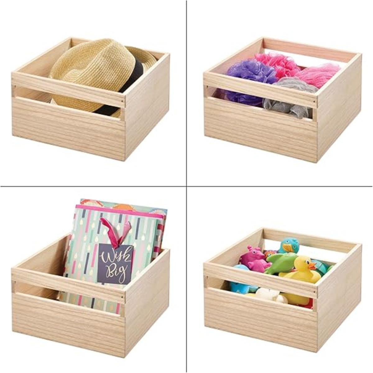 Bac de rangement en bois avec poignées L25,4 cm - OKA Calicosy - Mathon - 3