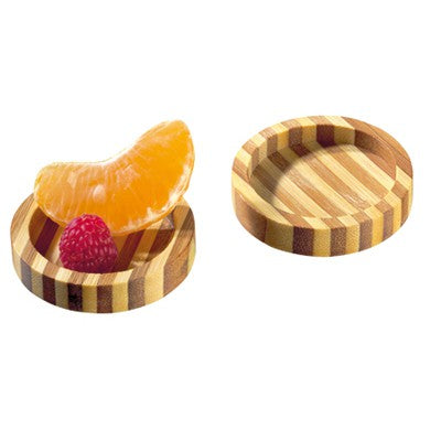 24Pcs - Assiette ronde bicolore en bambou "Cheng"   H11mm FirstPack - Mathon