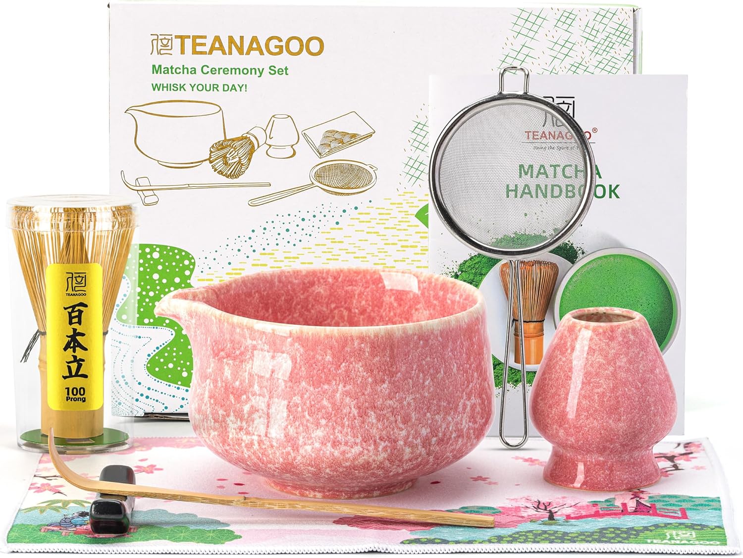 Set de cérémonie matcha rose 7 pièces avec bol et fouet Vendos85 - Mathon