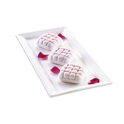 Moule silicone 6 Mini gâteaux Elegenza texture matelassée Silikomart - Mathon - 1