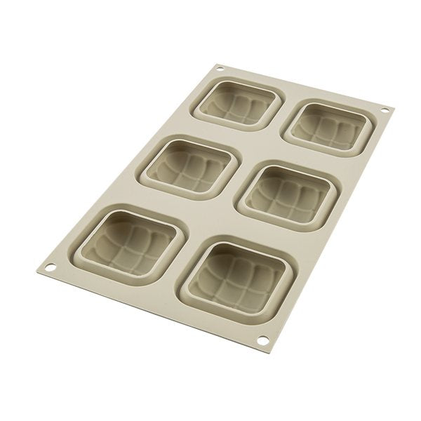 Moule silicone 6 Mini gâteaux Elegenza texture matelassée Silikomart - Mathon - 2