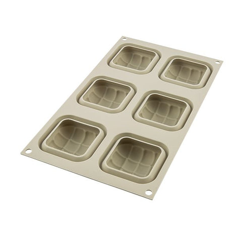 Moule silicone 6 Mini gâteaux Elegenza texture matelassée Silikomart - Mathon - 2