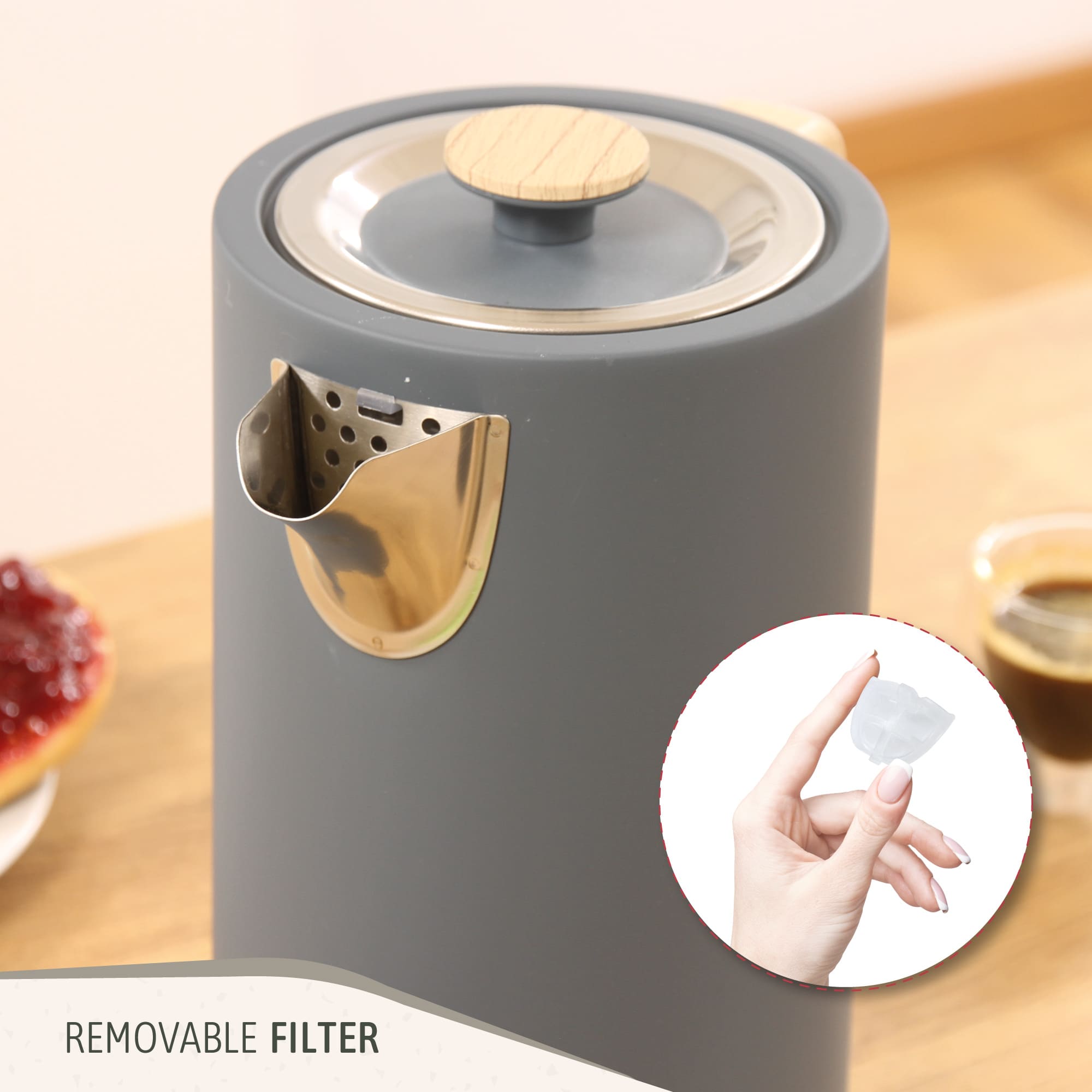 Nordic Bouilloire Électrique 1,7L Sans Fil, Ébullition Rapide Sans BPA, Base 360 2200 Gris KT1165GRY - Mathon - 6