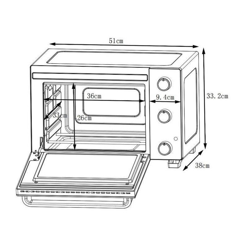 Mini four électrique noir - 35l - 1500w Continental Edison - Mathon - 5