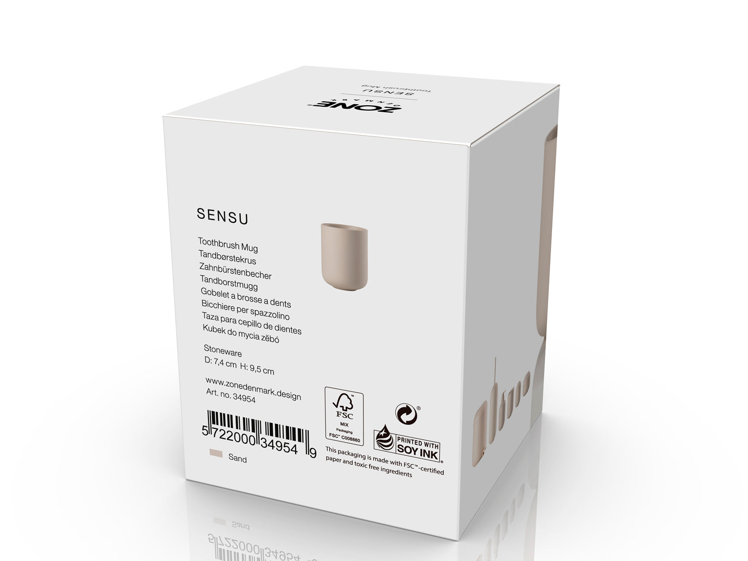 Gobelet pour brosse à dents Sensu en Grès Sable Zone Denmark - Mathon - 3