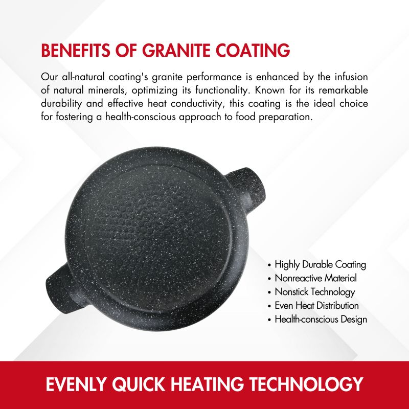 Cocotte avec revêtement en Granit avec couvercle en verre 20cm Herzberg HGRSCAS20 Herzberg - Mathon - 4