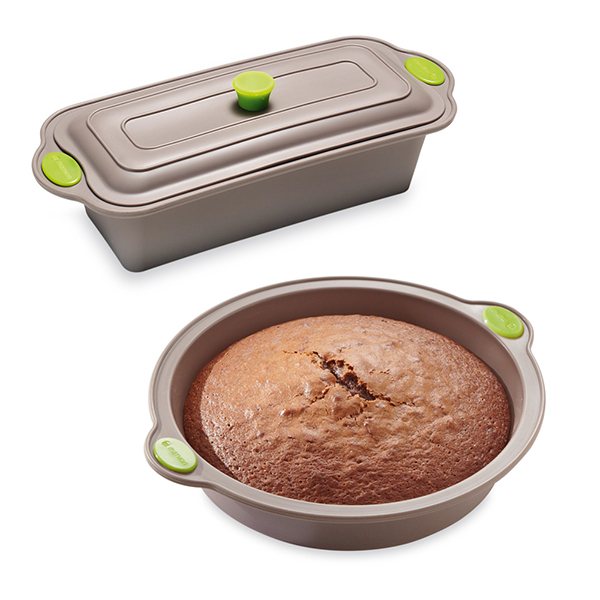 Lot de 2 moules Rigiflex : moule à manqué et moule à terrine avec couvercle Mathon - Mathon