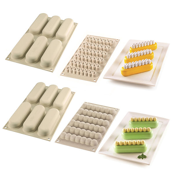 Set 2 moules 3D kit 6 Chic et Pop éclairs Silikomart - Mathon - 1