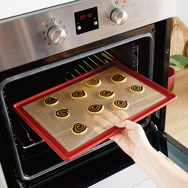 Lot 2 tapis plaque de cuisson en silicone et fibre de verre structure acier 39,7 x 29,5 cm  Mathon - Mathon - 3