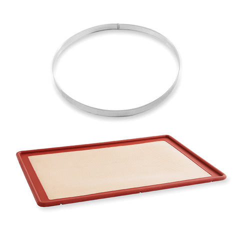 Lot tapis plaque de cuisson 39,7 x 29,5 cm et cercle à tarte perforé 28 cm Mathon - Mathon - 1
