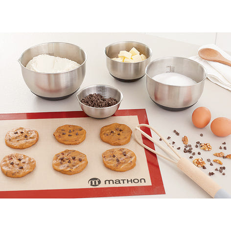 Lot tapis plaque de cuisson 39,7 x 29,5 cm et 4 petits bols inox de 10,5 à 17 cm Mathon - Mathon - 2