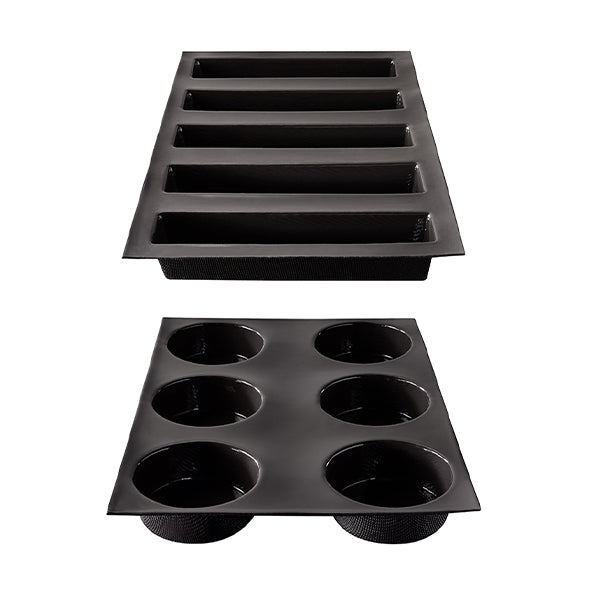 Lot de 5 moules cakes longs et 6 grands ronds Flexipan - Mathon - 1