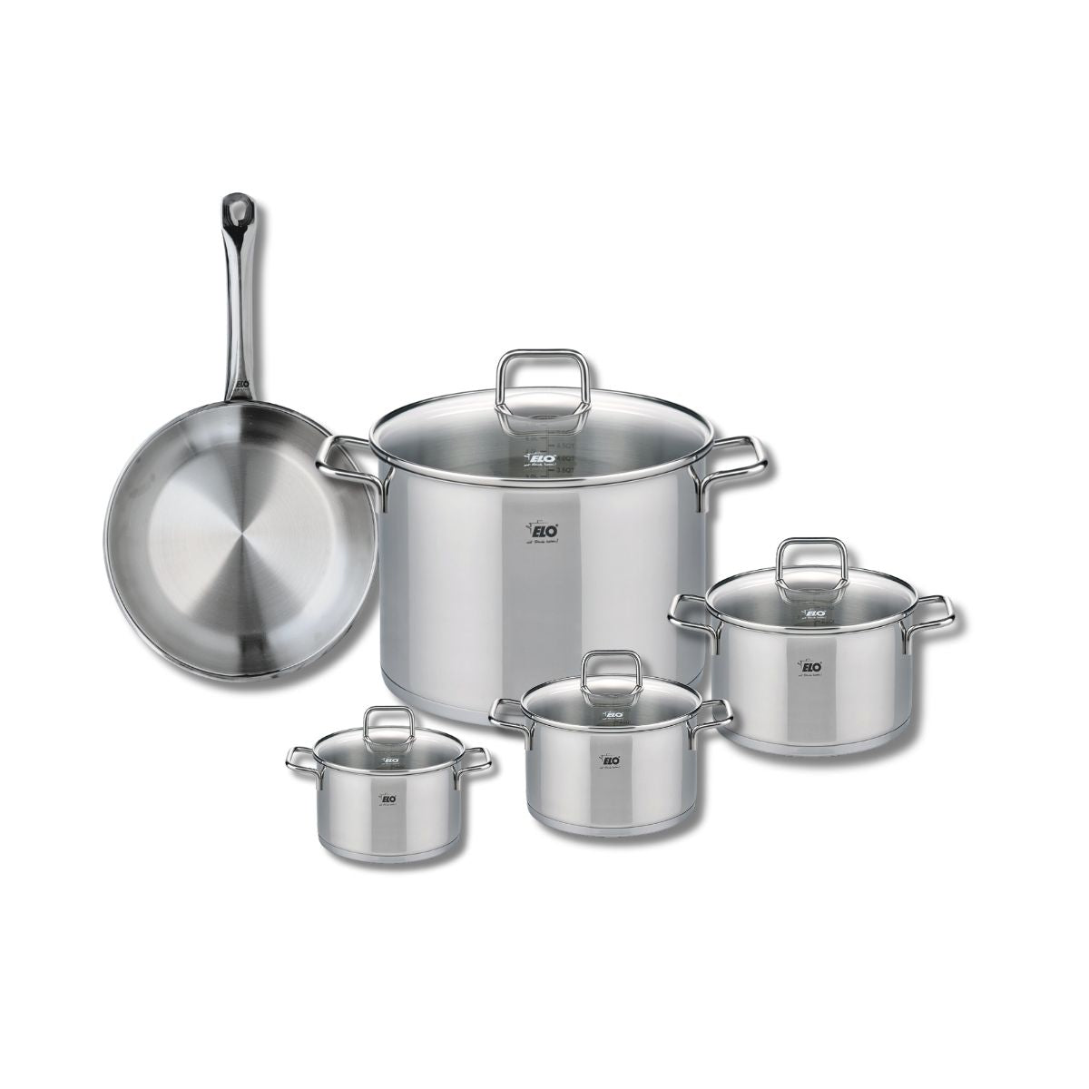 Ensemble de 1 Poêle de cuisson 24 cm et 4 faitouts 12, 14, 16 et 26 cm  Profi Citrin Elo - Mathon - 1