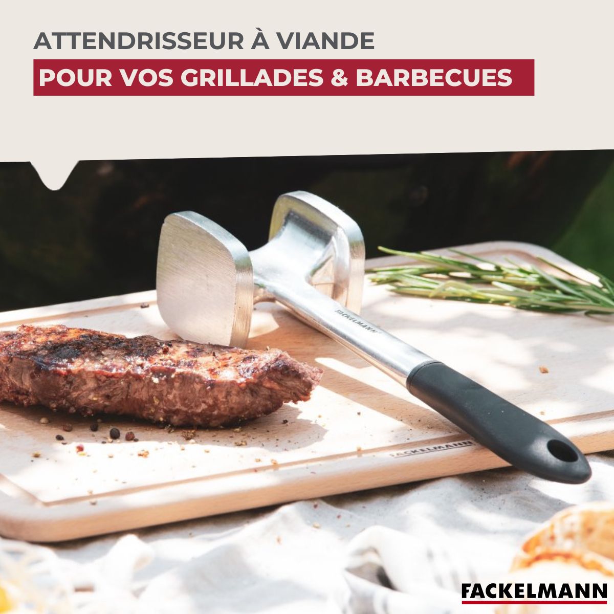 Attendrisseur à viande en aluminium 28 cm  Basic Fackelmann - Mathon - 2