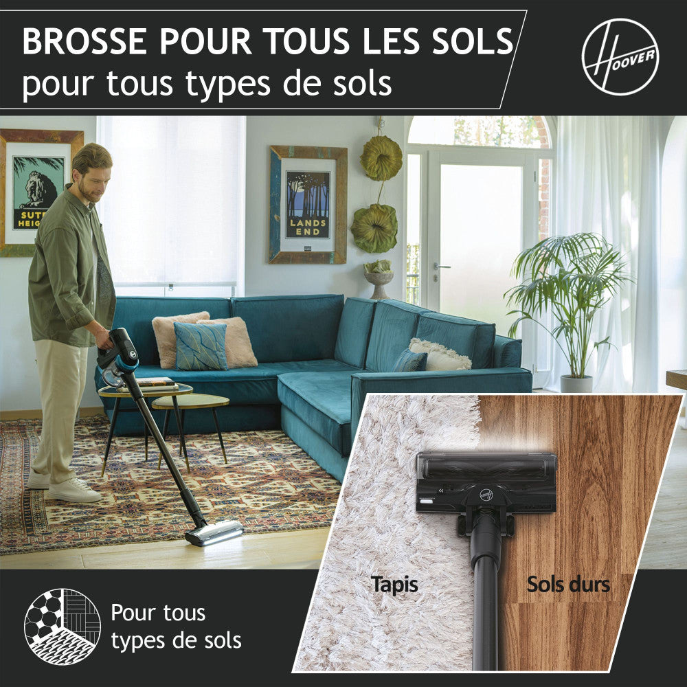 Aspirateur Balai Sans Fil -   Hf410p - Puissance 190 W - Autonomie 30 Min - Réservoir 0,7 L - Noir Hoover - Mathon - 6