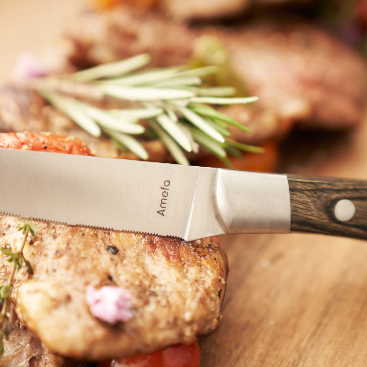 Achille - Coffret 4 couteaux steak bois de pakka Amefa - Mathon - 6