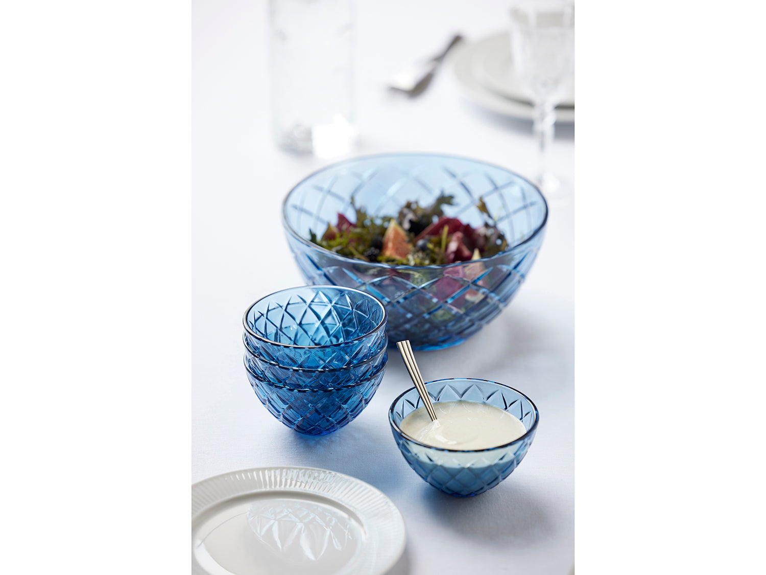 Ensemble de 4 bols SORRENTO 12cm en verre Bleu Lyngby Glas - Mathon - 10