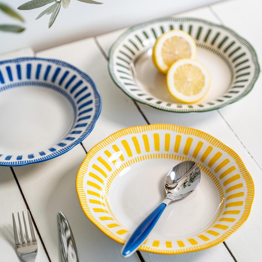 Assiette creuse Napoli bleue 22 cm (lot de 6) Table passion - Mathon - 3