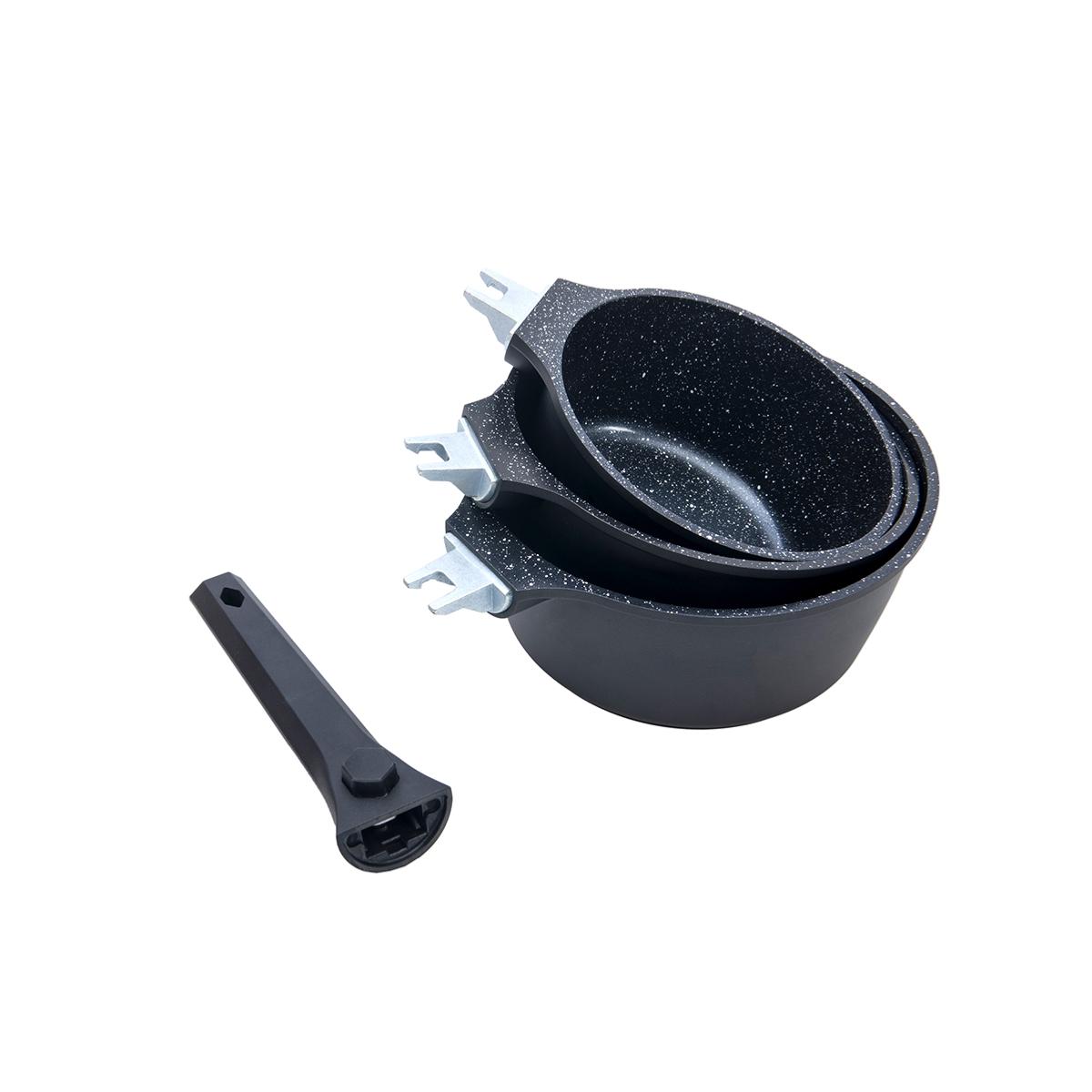 Set de 3 casseroles noir amovible 16/18/20cm - "Alizée" Laguiole Cuisson - Mathon - 2