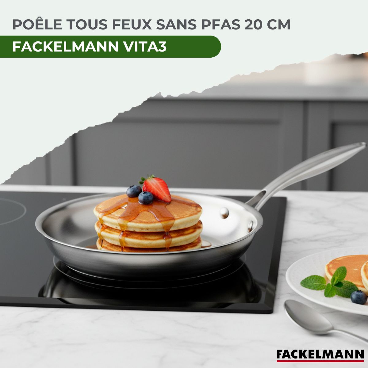Poêle 20 cm en inox 18/10 Triply  Vita3 Fackelmann - Mathon - 2