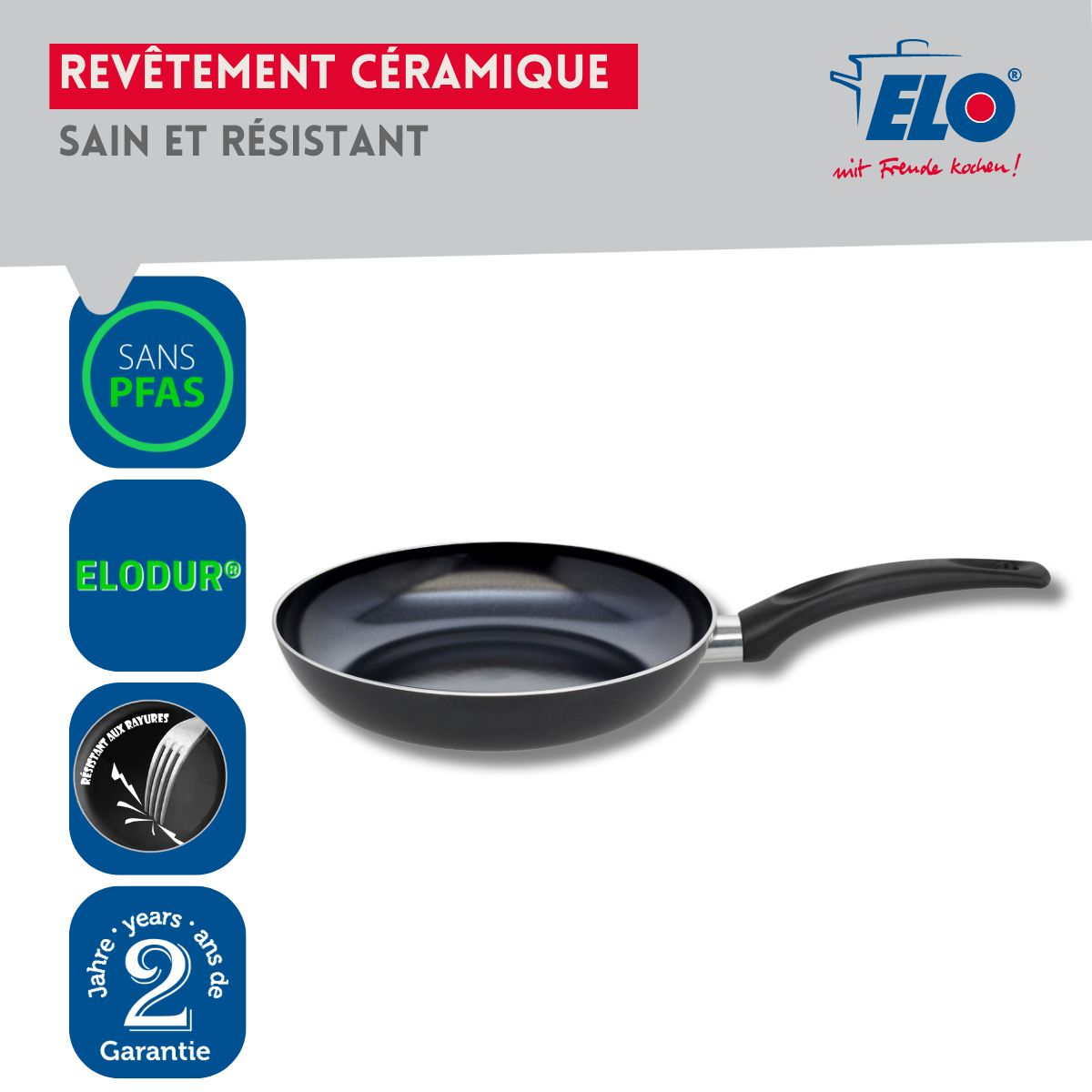 Set Poêle 28 cm céramique sans PFAS et couvercle  Prima Cucina Elo - Mathon - 5
