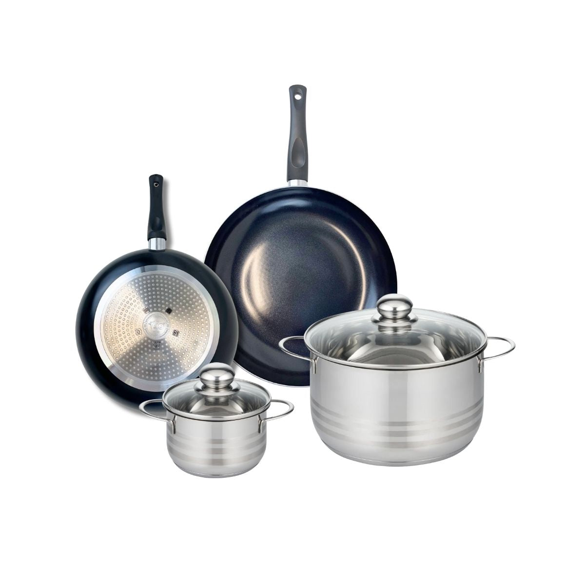 Ensemble de 2 Poêles de cuisson 24 et 28 cm et 2 faitouts 14 et 24 cm  Prima Brillant Elo - Mathon - 1