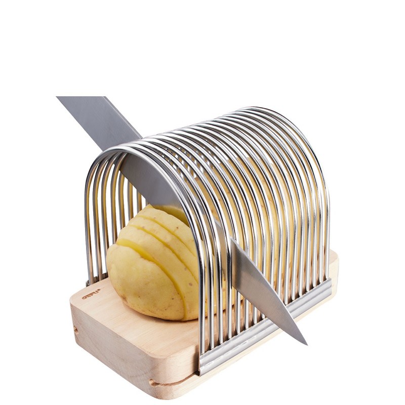 Coupe-pommes de terre en éventail Hassel en inox et bois Gefu - Mathon - 1