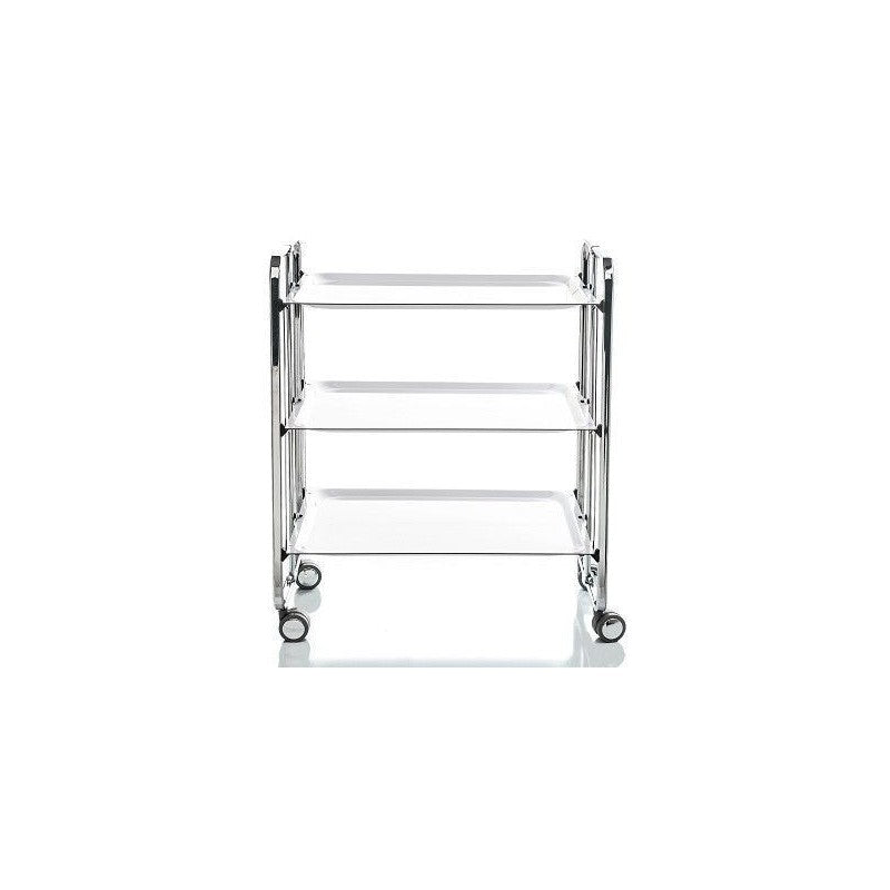 Desserte pliante 3 niveaux avec roulettes – structure chromée, bauhaus Don Hierro - Mathon - 1