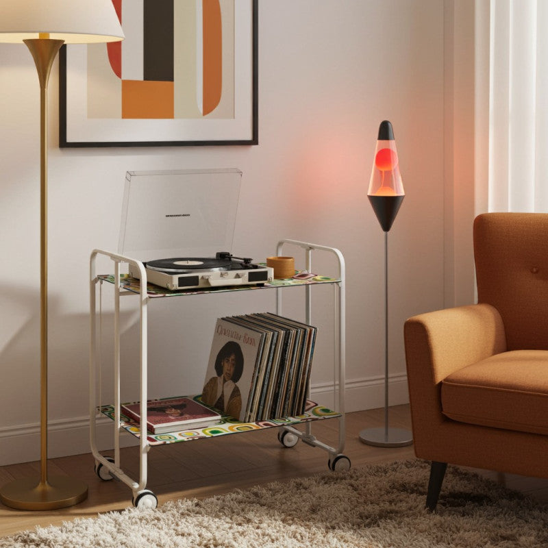 Desserte pliante 2 niveaux avec roulettes – structure blanche, bauhaus Don Hierro - Mathon - 2