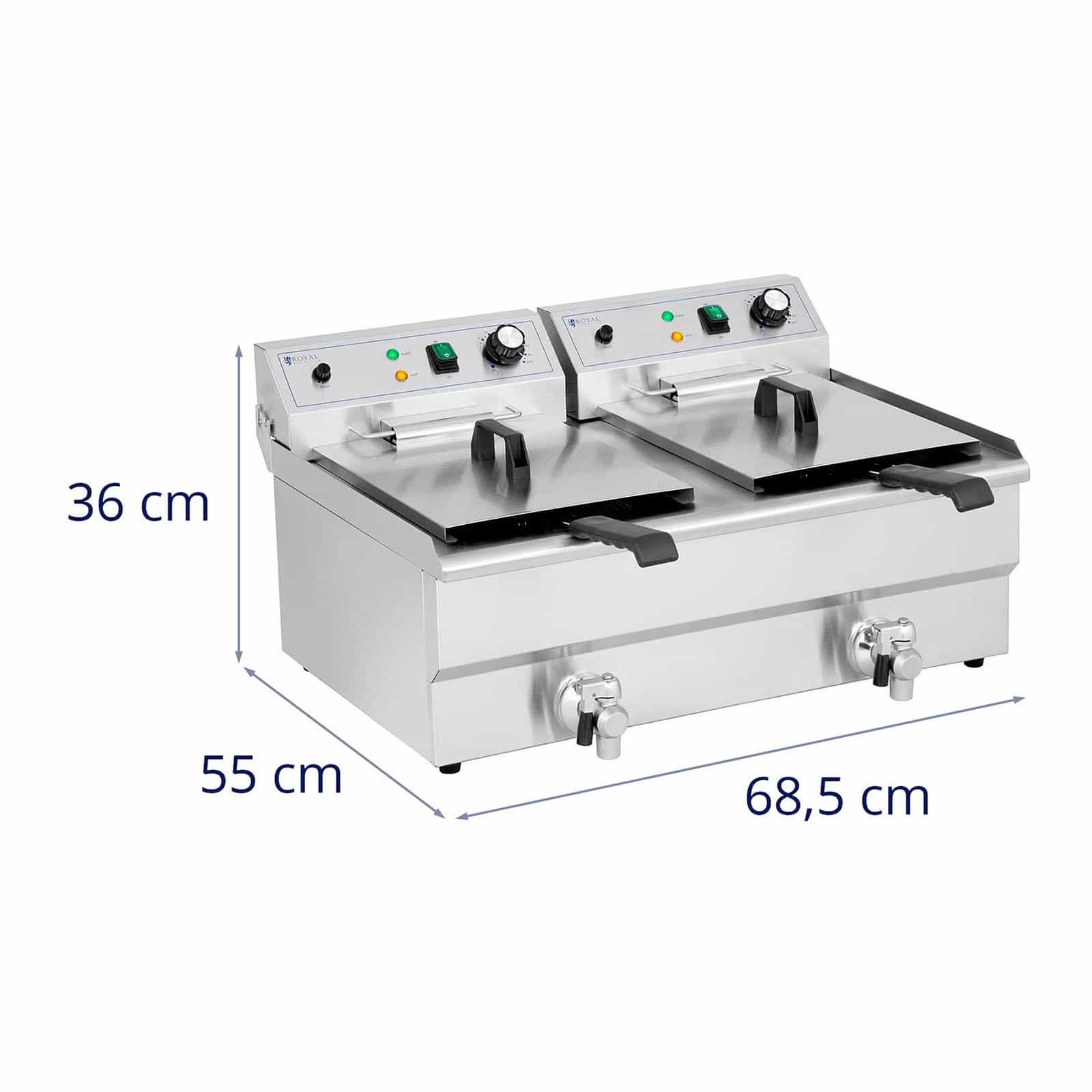 Friteuse électrique 2 x 16 litres 230 volts professionnel 3000 watts acier inoxydable 14_0003984 - Mathon - 6