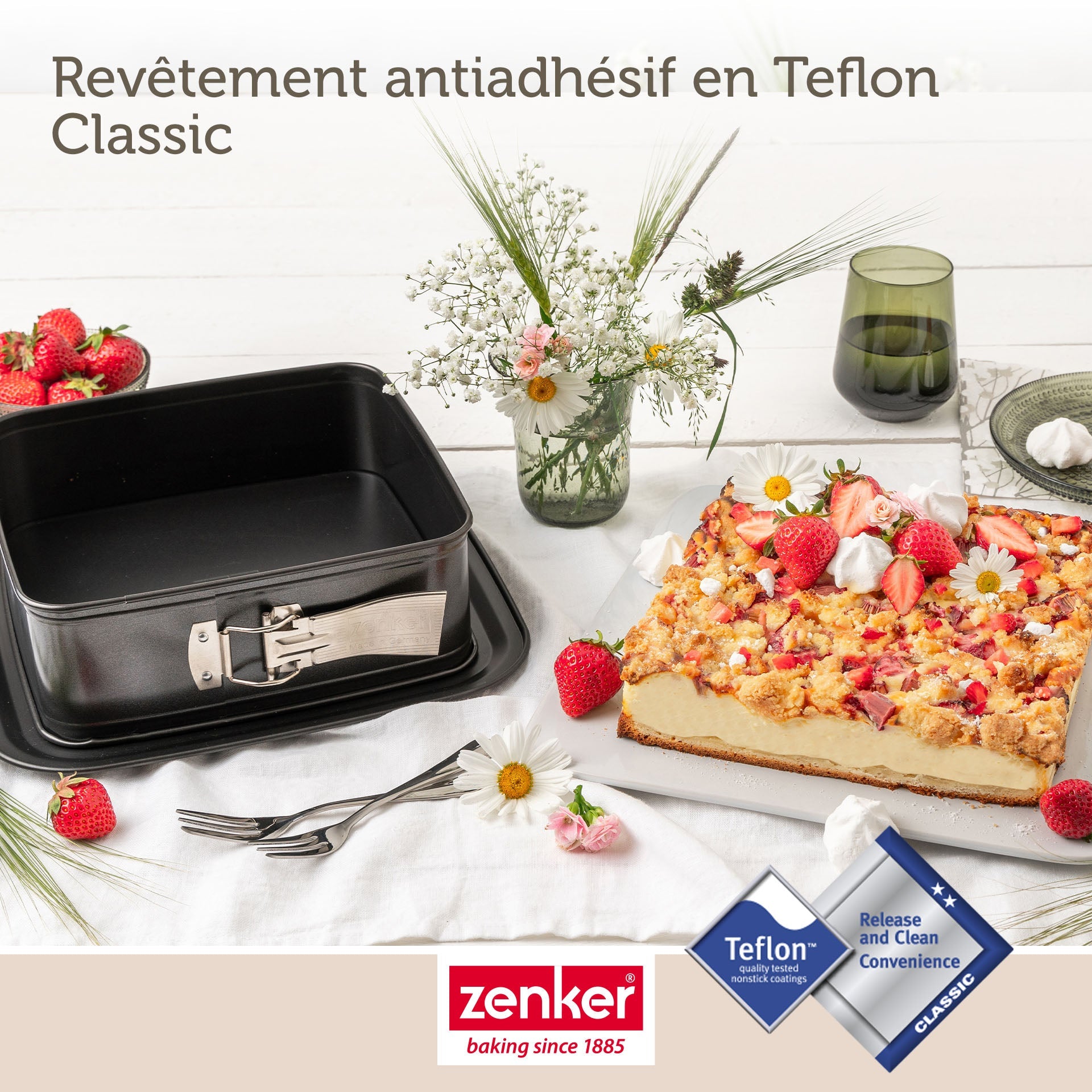 Ensemble de 2 Moules à charnière carré avec couvercle 23 cm Zenker Bake Click and Go Zenker - Mathon - 6