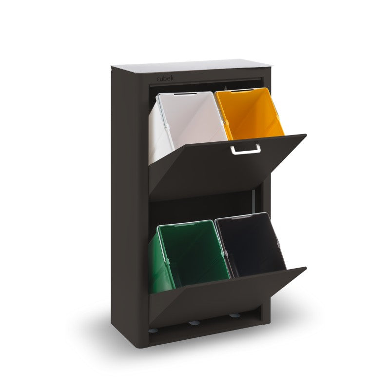 Poubelle cuisine de tri sélectif CUBEK, 4 compartiments de 20 litres, Noir Don Hierro - Mathon - 3