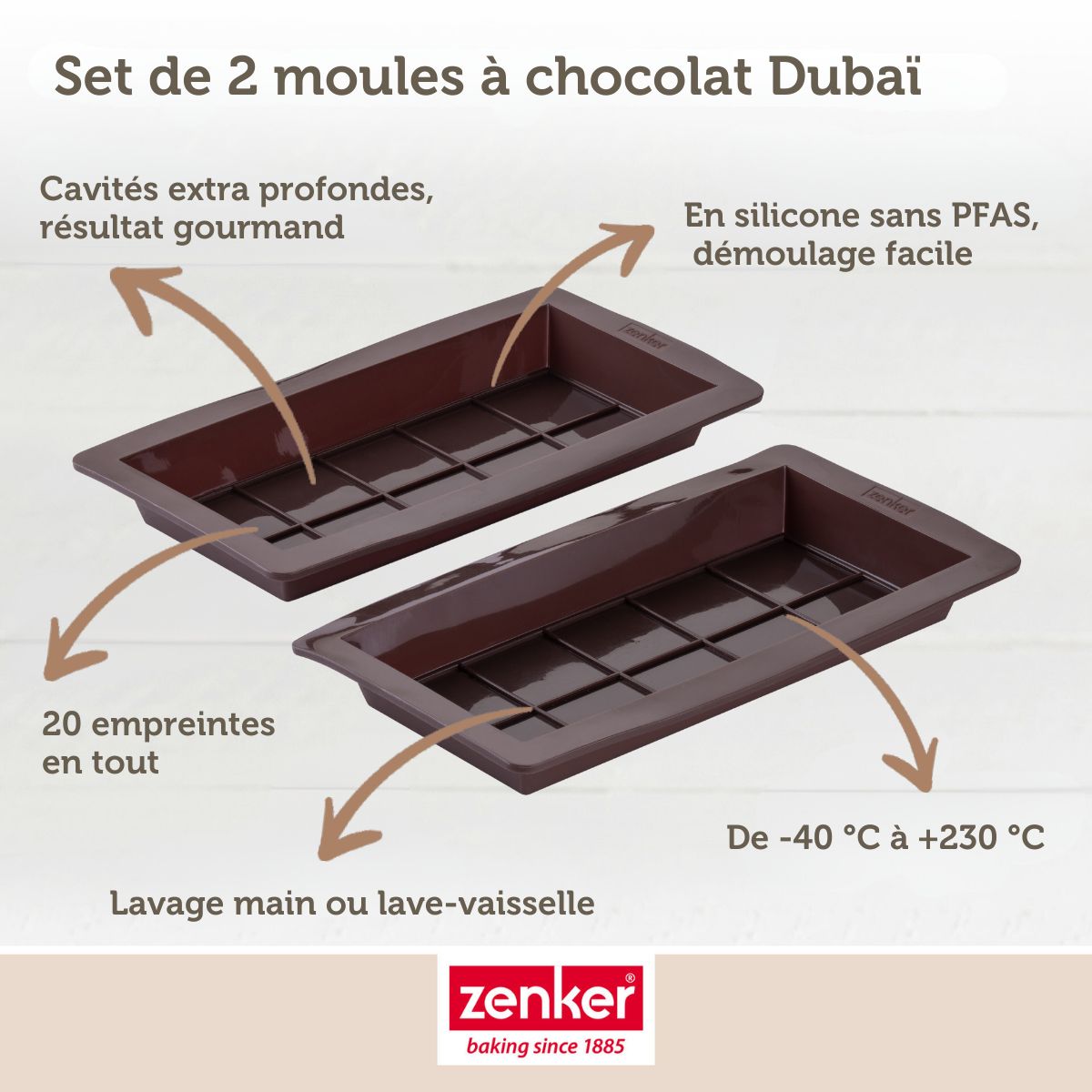 Deux moules à tablettes chocolat de Dubaï en silicone Zenker Special Creative Zenker - Mathon - 5