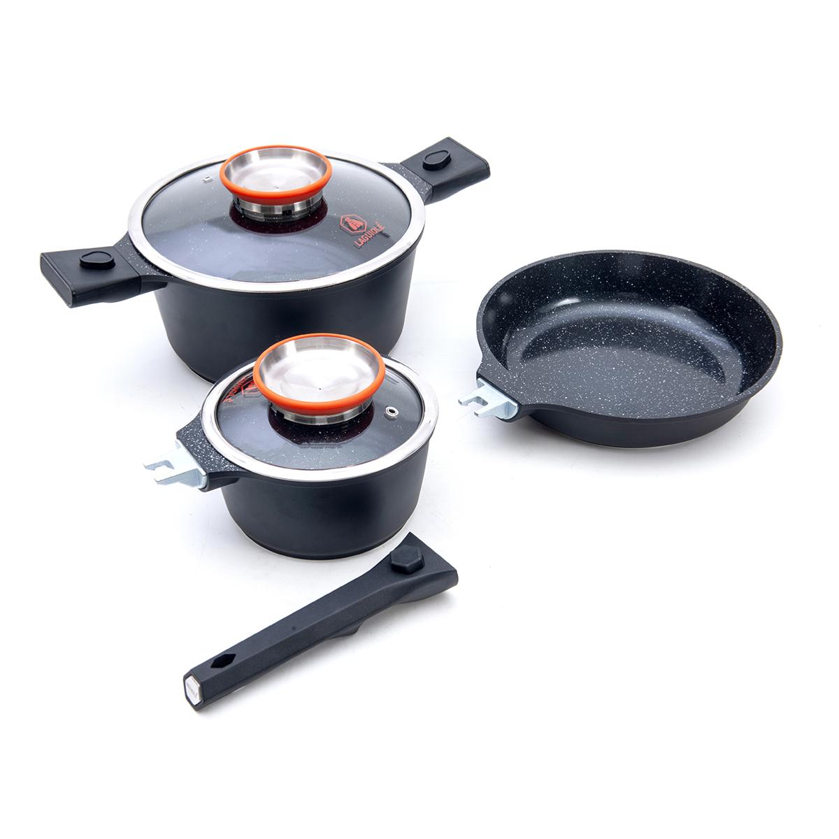 Set de 8 pièces noir 24cm amovible - "Alizée Minimax" Laguiole Cuisson - Mathon - 1